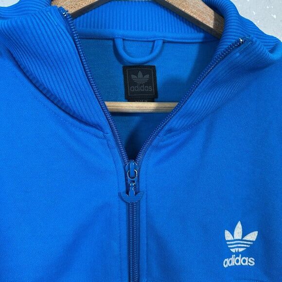 VTG Y2K Adidas Trefoil Track Jacket Mens L Blue 3 Stripe Full Zip 2005 - Picture 5 of 9